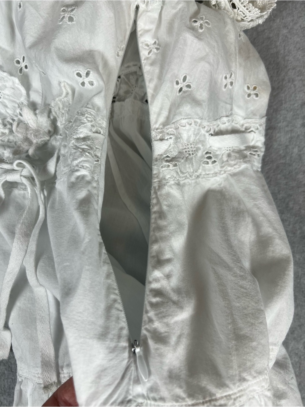 Free People Cottagecore Coquette White Eyelet Lace Mini Dress XS - Picture 12 of 16